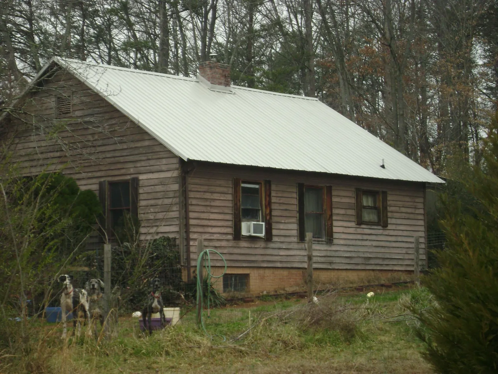 White metal roof on an old wood sided farmhouse, from a Metal Roof Installation job in Tafton